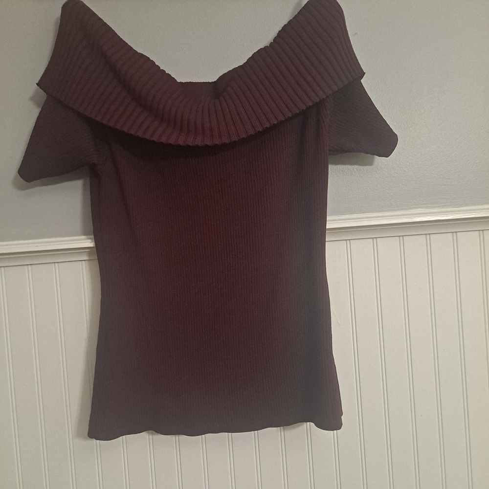 Avenue Off-Shoulder Deep Burgundy Sweater